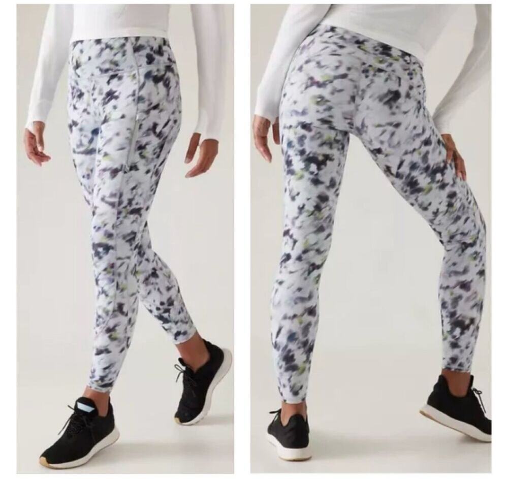 Athleta Leggings Womens Small Gray Rainier Cold Sport Athletic Brushed Workout
